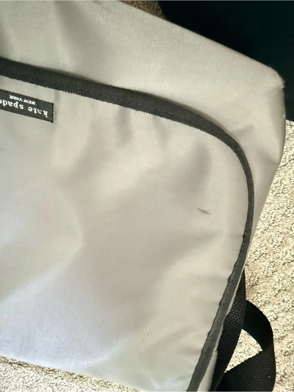 kate spade gray messenger bag with black trim